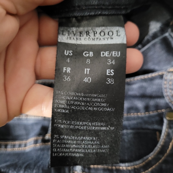 LIVERPOOL | embroidered pockets dark wash straight leg jeans - Picture 10 of 11